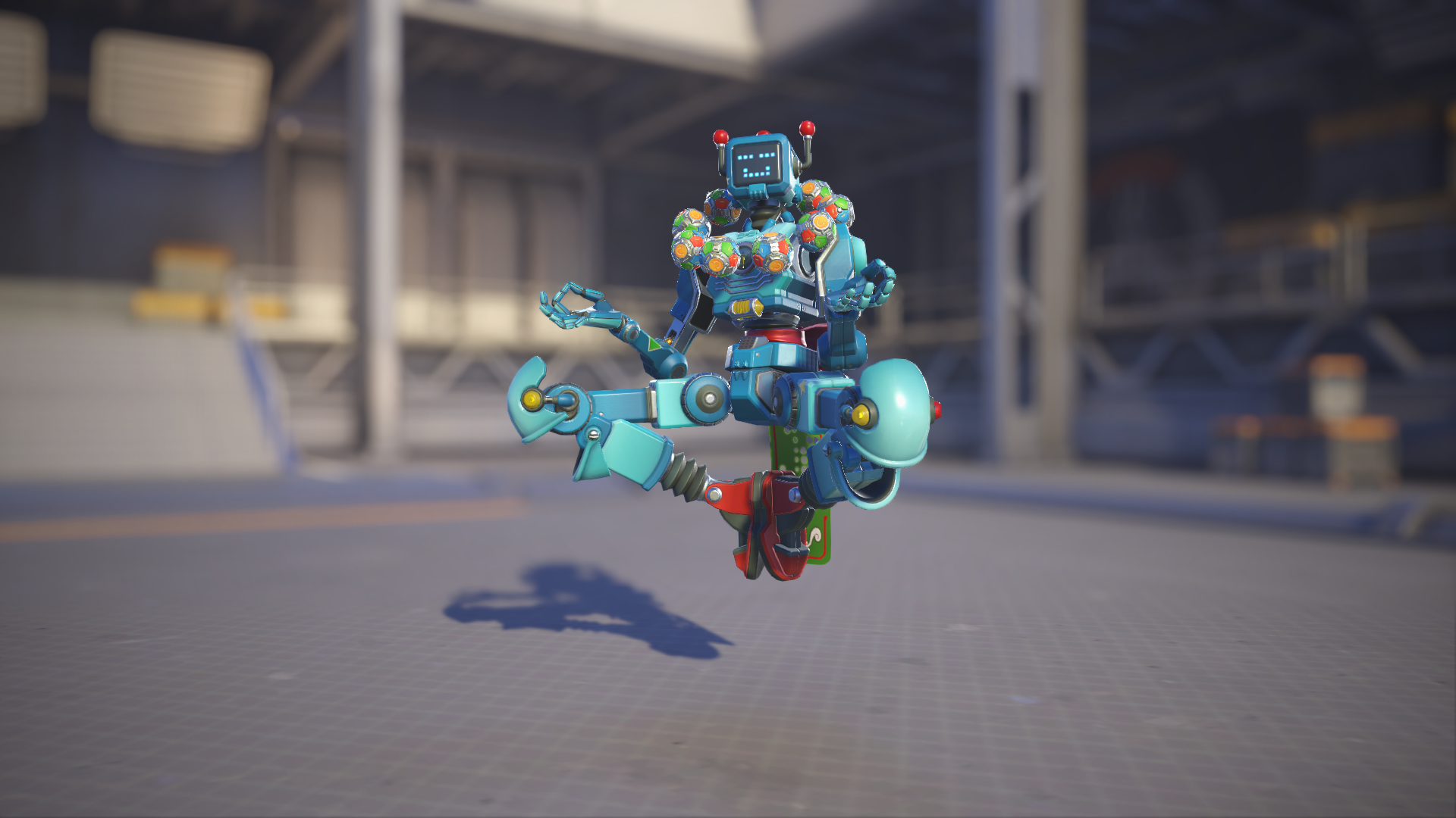 Zenyatta models his Toybot skin in Overwatch 2.
