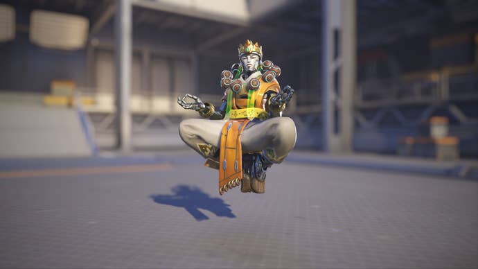 Zenyatta models his Sanzang skin in Overwatch 2.