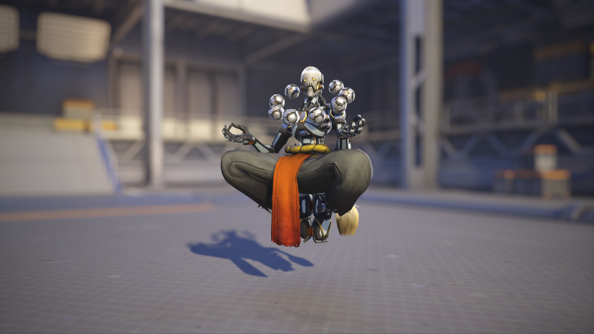 Zenyatta models his Skullyatta skin in Overwatch 2.