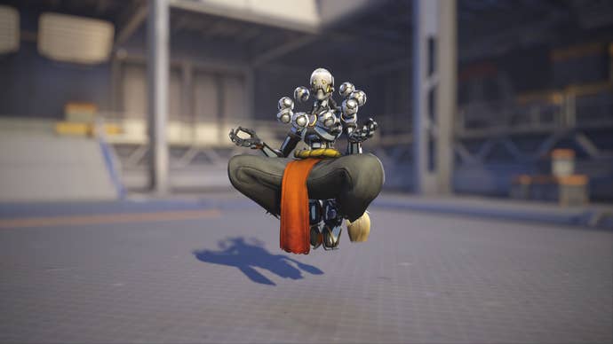 Zenyatta models his Skullyatta skin in Overwatch 2.