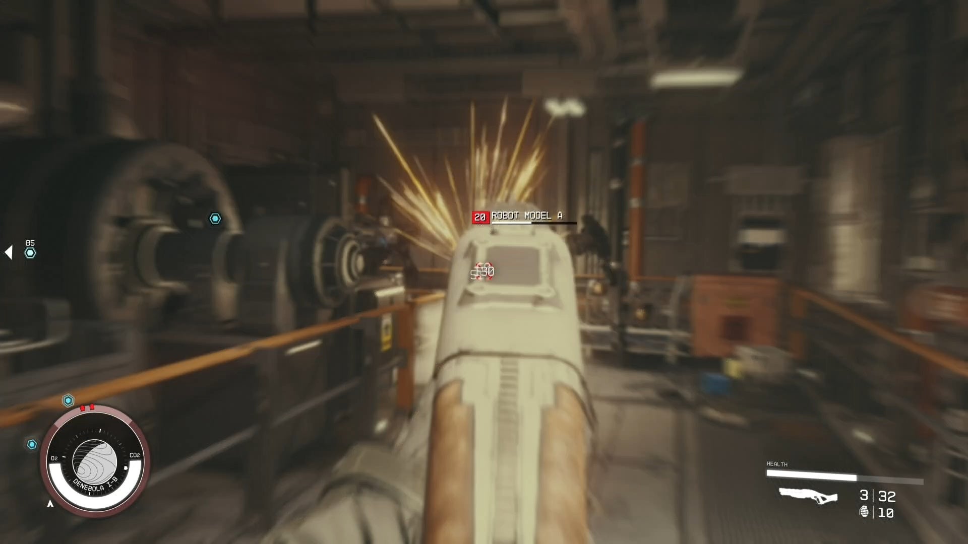 first person view of shooting a robot with a bridger gun