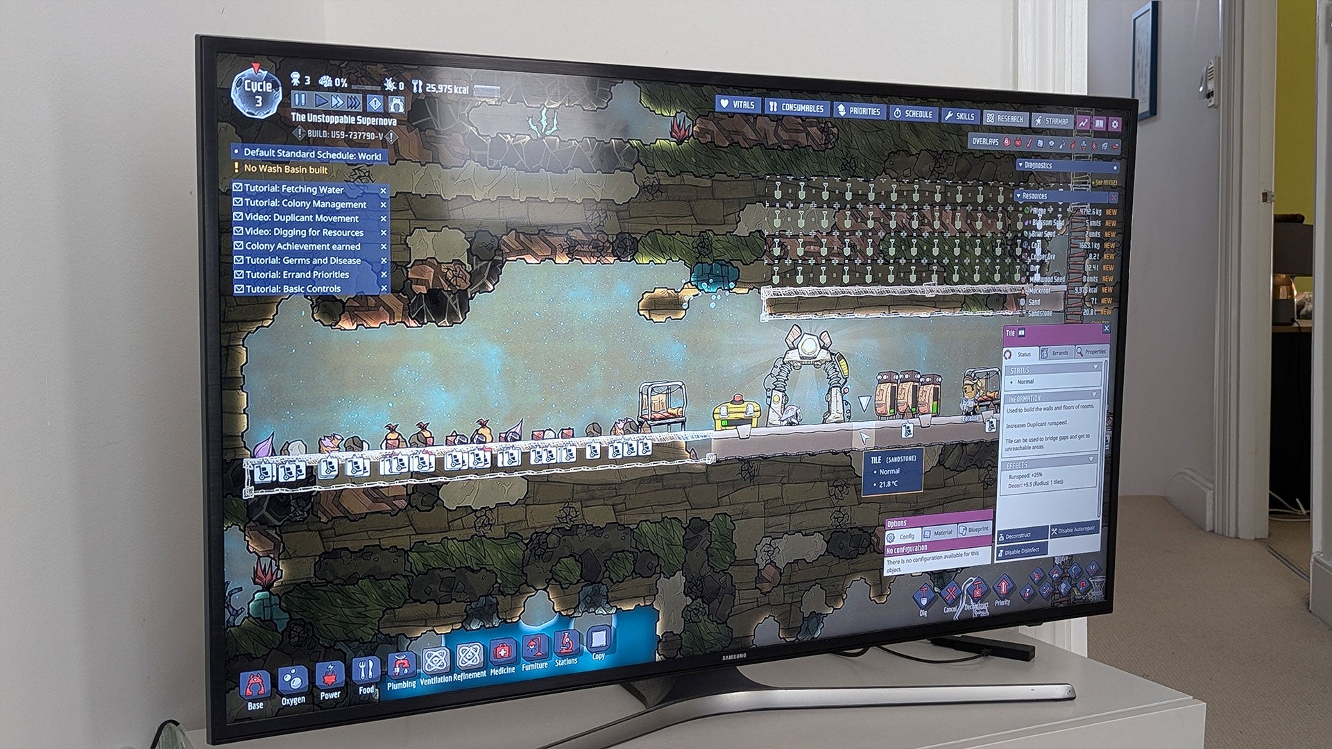Oxygen Not Included running on the Steam Link