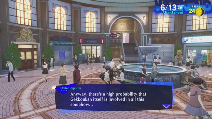 Wandering around the strip mall in Persona 3 Reload.