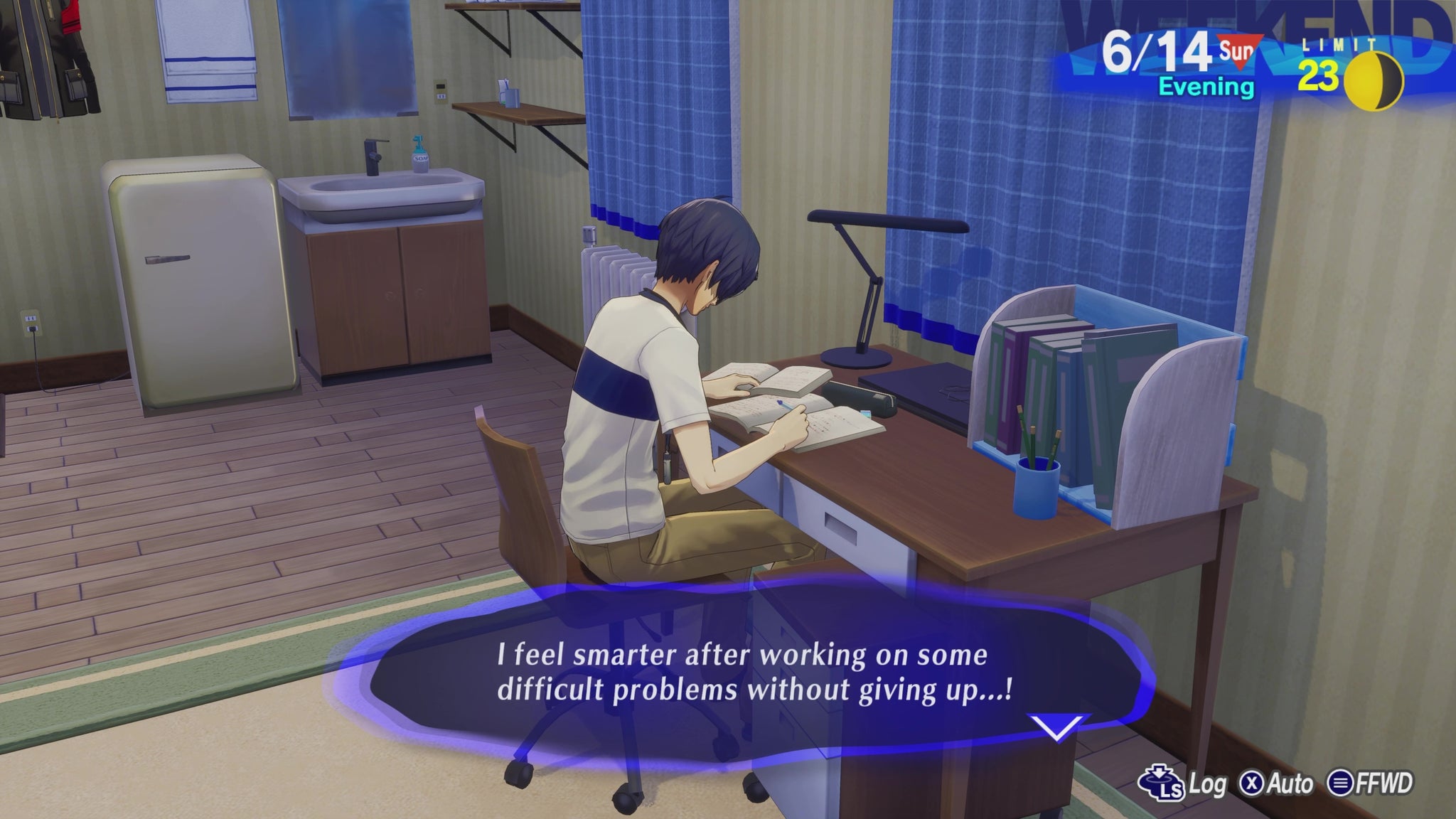 Studying at a bedroom desk in Persona 3 Reload. - 7