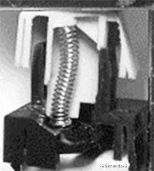 an animation of a buckling spring keyboard, with a visible spring that buckles and triggers a switch