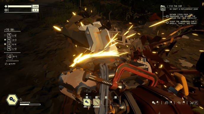 Pacific Drive screenshot showing some scrapping in action