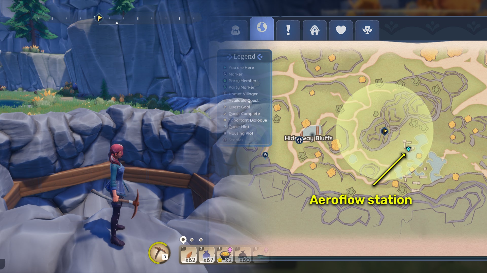 Map location of the Aeroflow Overseer Station in Palia. - 4