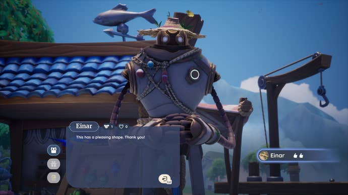 Screenshot of Einar receiving a gift in Palia.