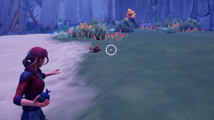 Screenshot of the player catching a Vampire Crab in Palia.