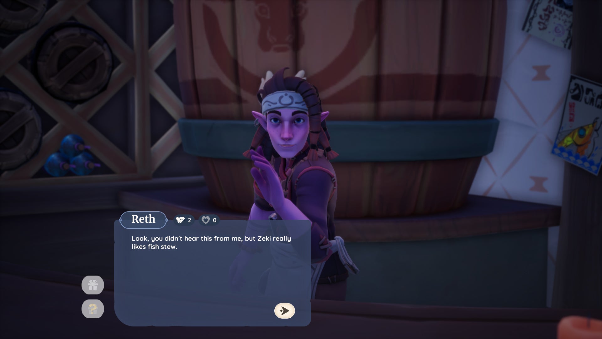 Screenshot of the player receiving a hint for a Weekly Want in Palia. - 4