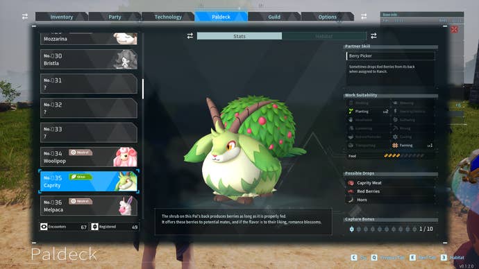Screenshot of a Caprity in Palworld