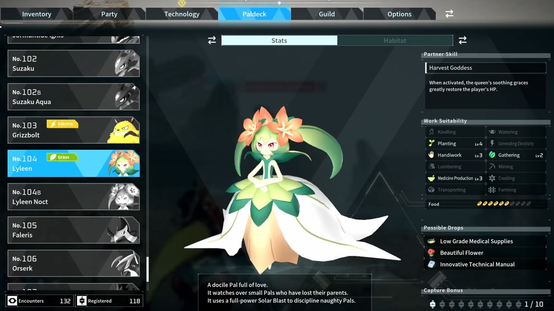 Palworld screenshot of a Lyleen Pal - 4