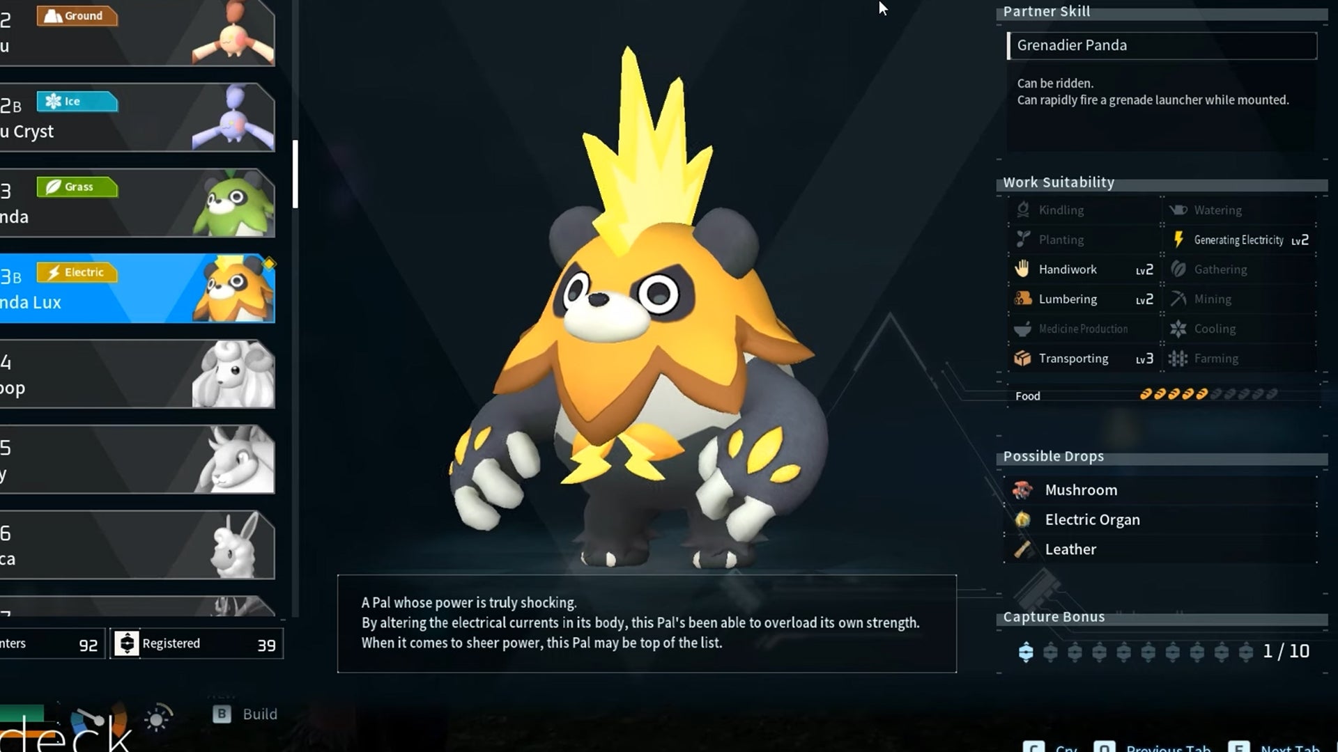 Palworld screenshot of a Mossanda Lux Pal - 1