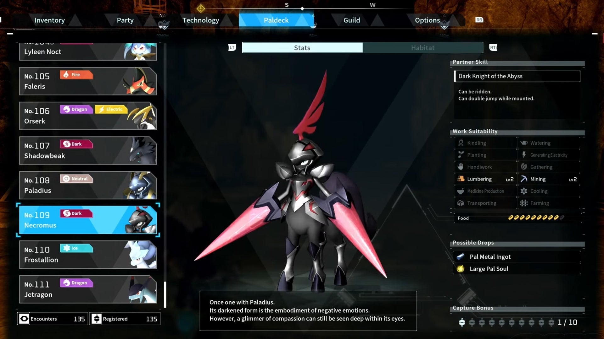 Palworld screenshot of a Necromus Pal - 4