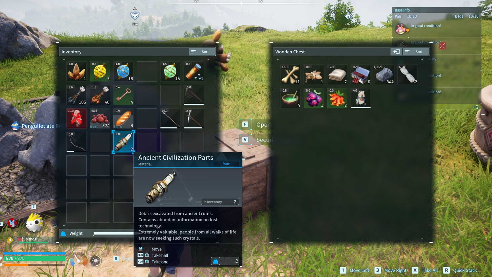 Palworld screenshot of Ancient Civilisation Parts - 4