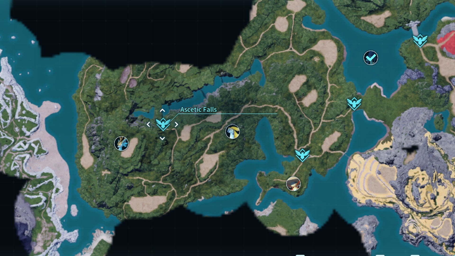 The Ascetic Falls waypoint on the Palworld map - 7