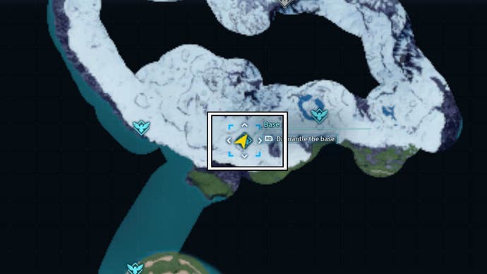 a map of the snowy astral mountains showing the location of a pure quartz spawn point.