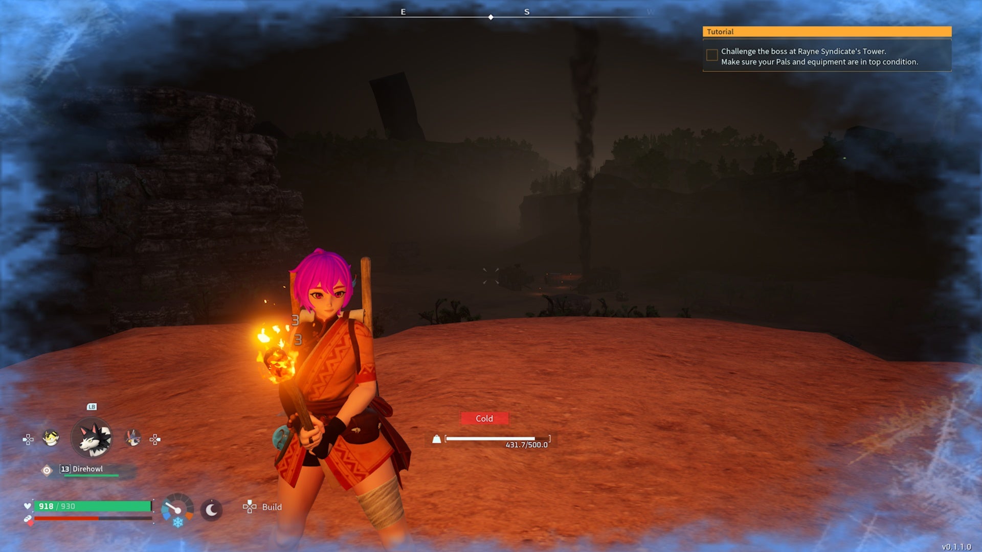 palworld character in desert being damaged by cold