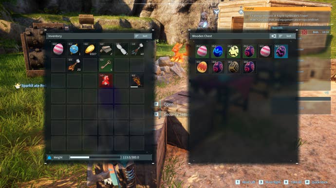 Palworld screenshot of different rarity Eggs