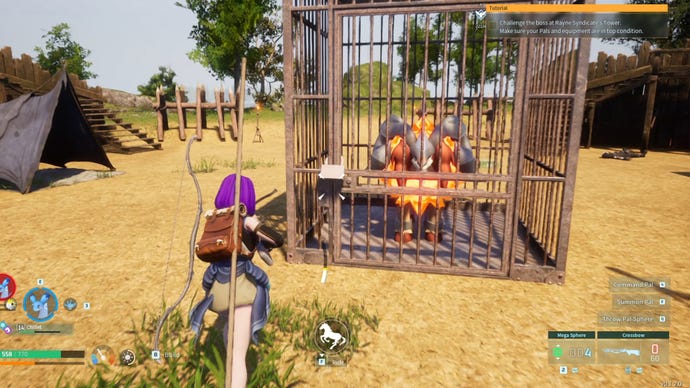 Screenshot of a Pal caught in a cage in Palworld