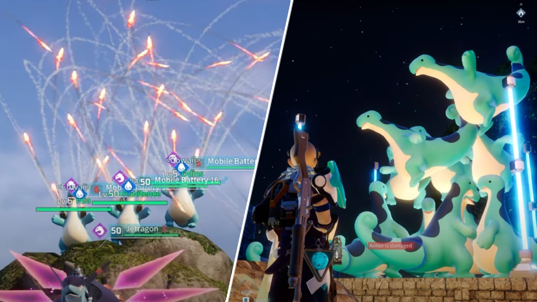 A bunch of Relaxsaurus in Palworld. - 1