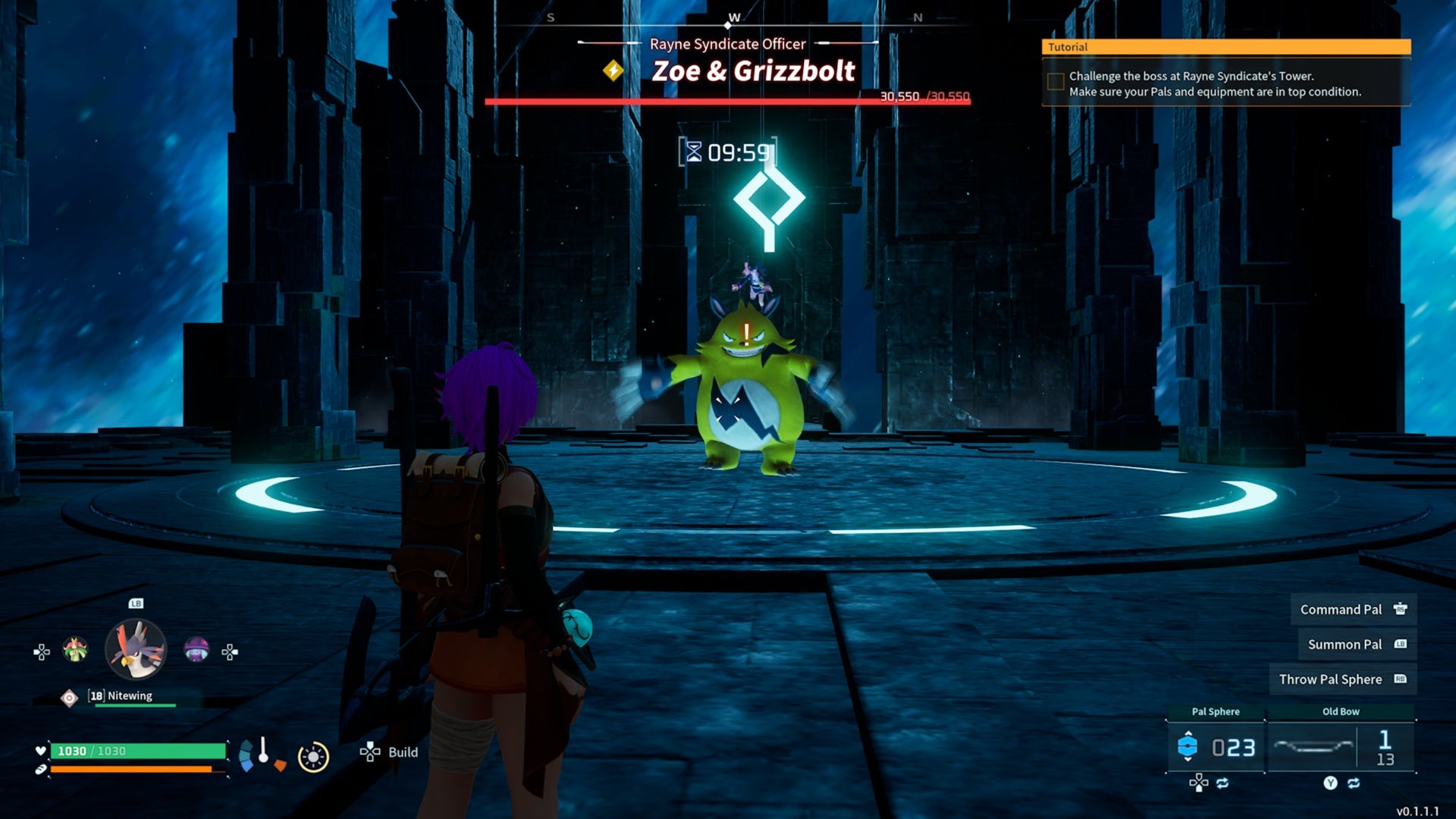 palworld player facing zoe and grizzbolt