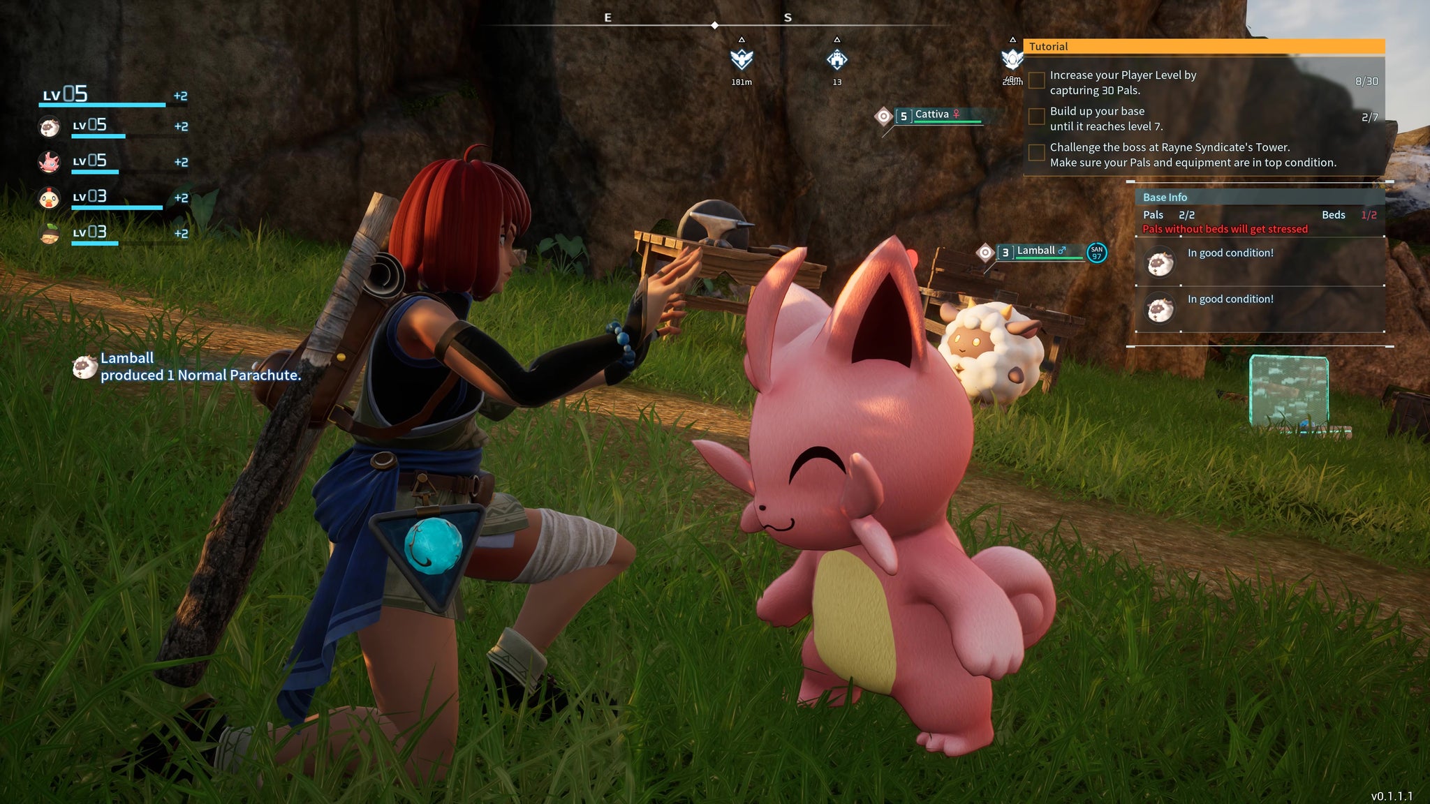 A woman pets a large pink cat creature in Palworld - 6