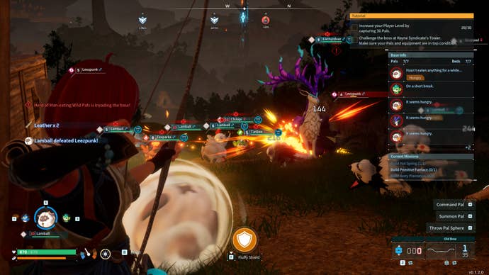 Several monsters attack at night in Palworld