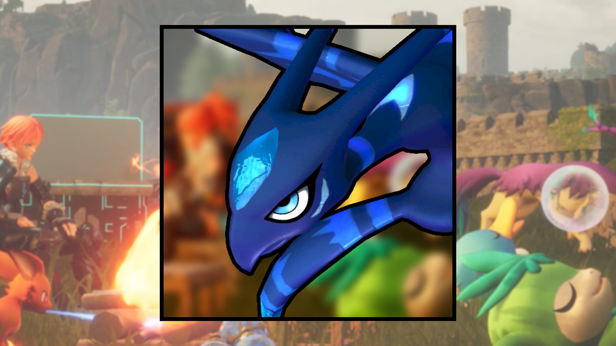 A screenshot of a Suzaku Aqua in Palworld, next to a heatmap of their spawn locations. - 129