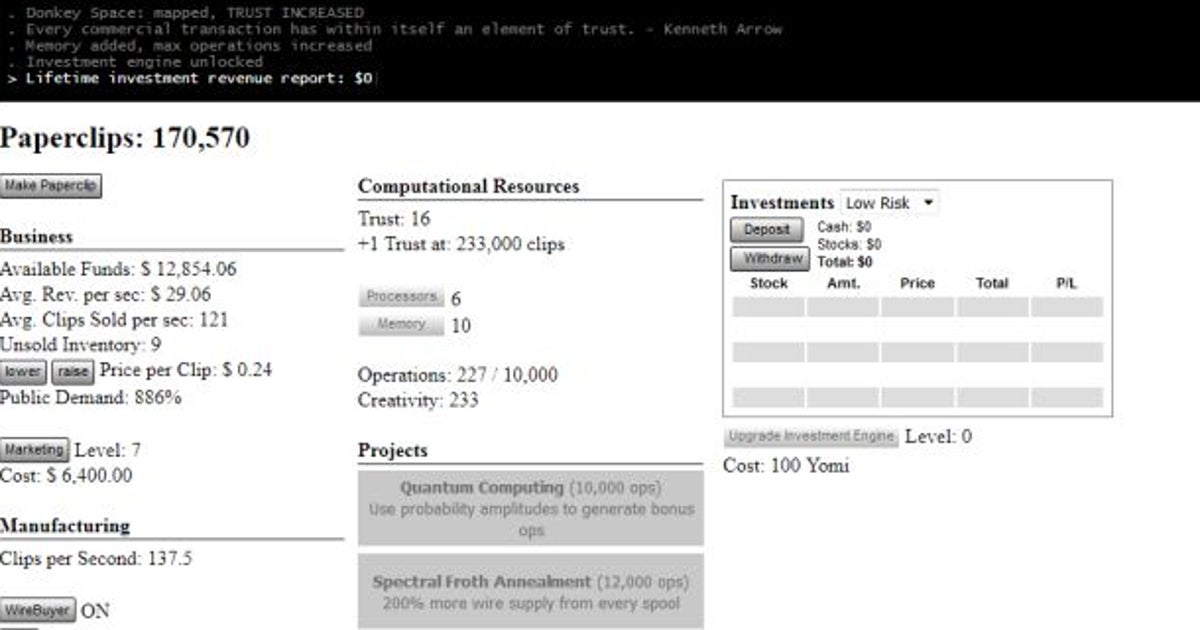 Papercliip Search Engine I turned the entire universe into paperclips | Rock Paper Shotgun