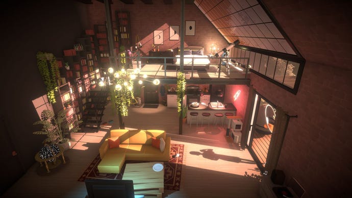 A beautiful sunlit attic apartment, with a mezzanine bedroom area, from the pre-release Paralives