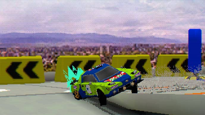 A car drifting in Parking Garage Rally Circuit.
