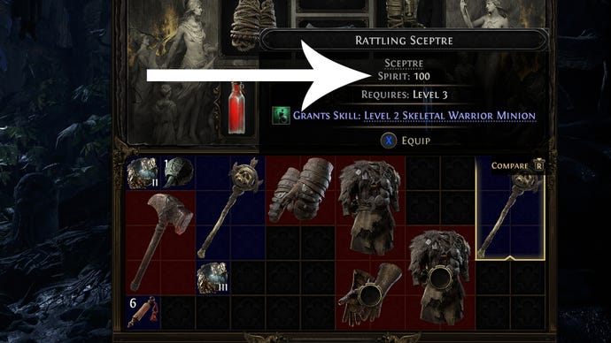 A Sceptre with a Spirit stat in Path of Exile 2.
