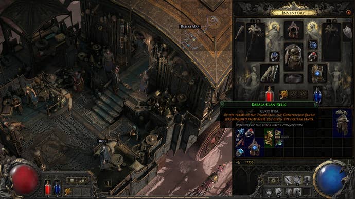 A Path of Exile 2 screenshot showing the Kabala relic in the inventory