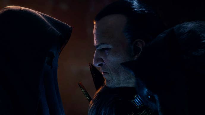 A screenshot of a scene showing the Count Geonor from Path of Exile 2