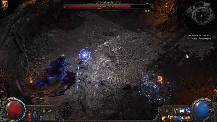 A Path of Exile 2 screenshot showing Count Geanor wolf form