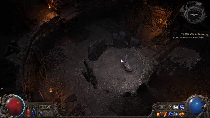 A Path of Exile 2 screenshot showing the arena where we face Count Geanor