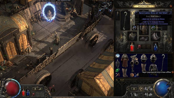 A Path of Exile 2 screenshot showing the Agile Lazuli Ring of the Newt