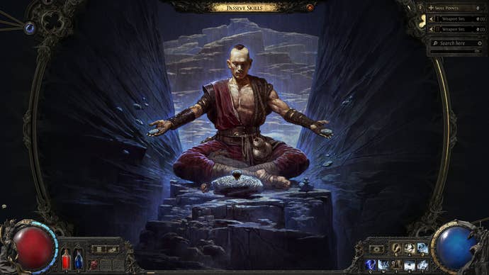 A Path of Exile 2 screenshot showing Monk’s passive skill tree image