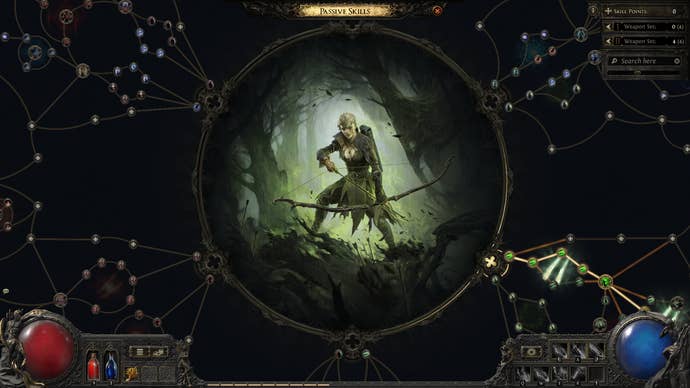 A Path of Exile 2 screenshot showing the Ranger's passive skill menu