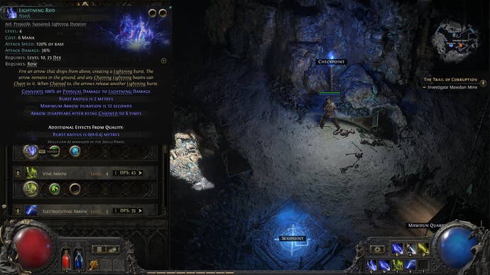 A Path of Exile 2 screenshot showing the Lightning Rod skill description