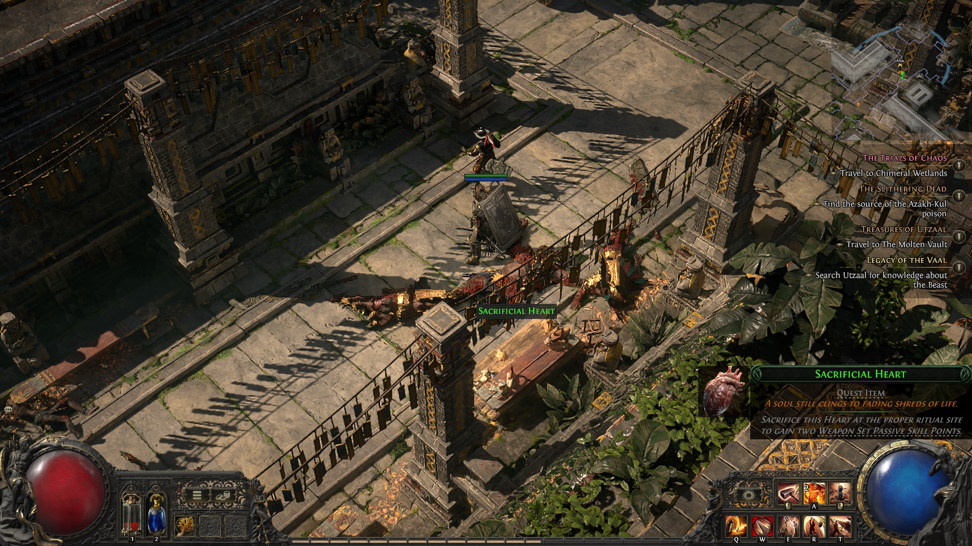 A Path of Exile 2 screenshot showing where the Sacrificial Heart may drop