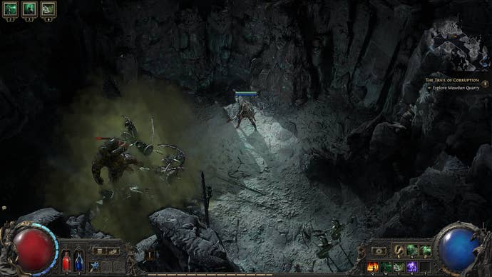 A Path of Exile 2 screenshot showing a Witch fighting some enemies