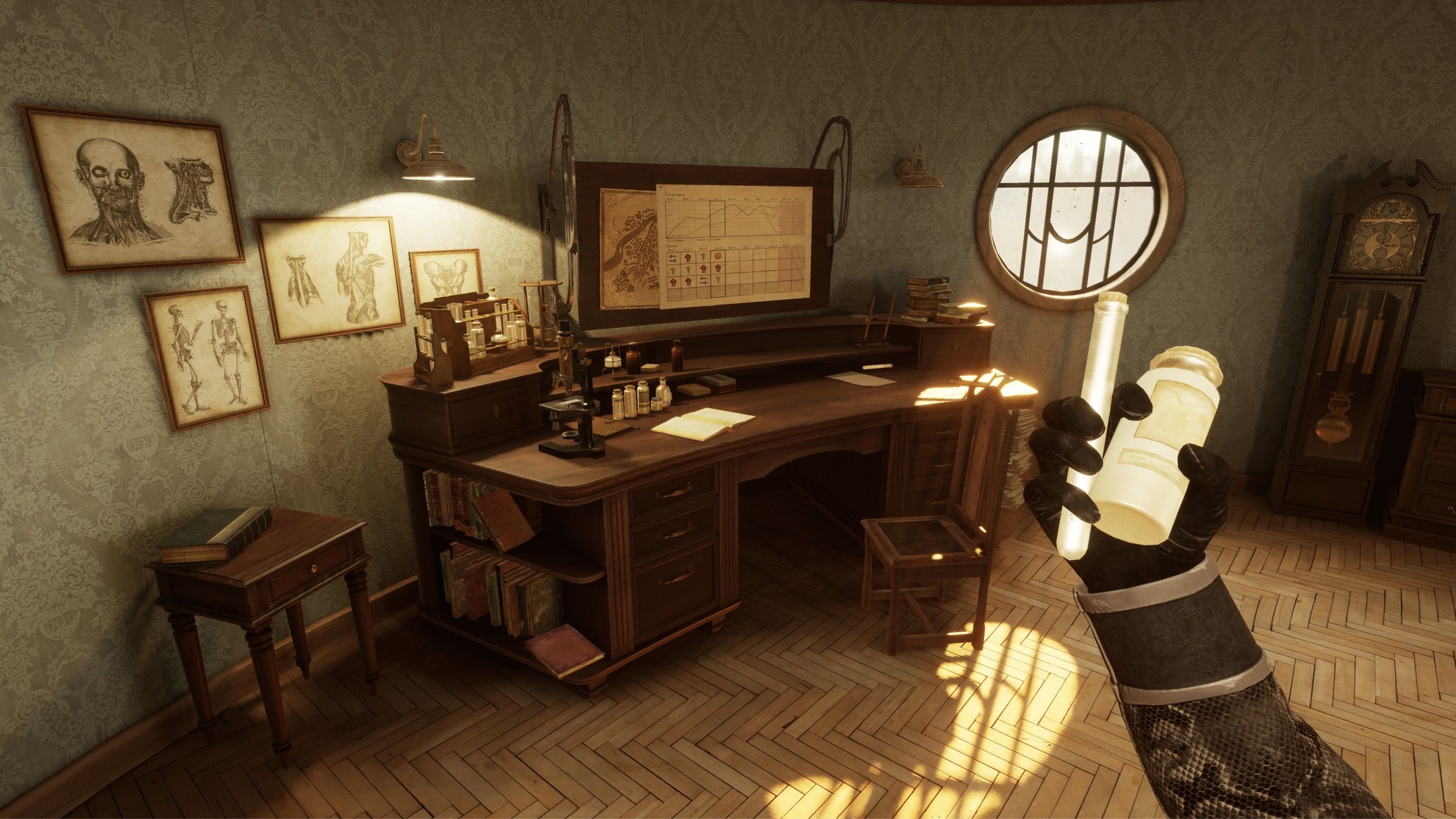 The player holds a vial in the Bachelor's study in Pathologic 3. - 1