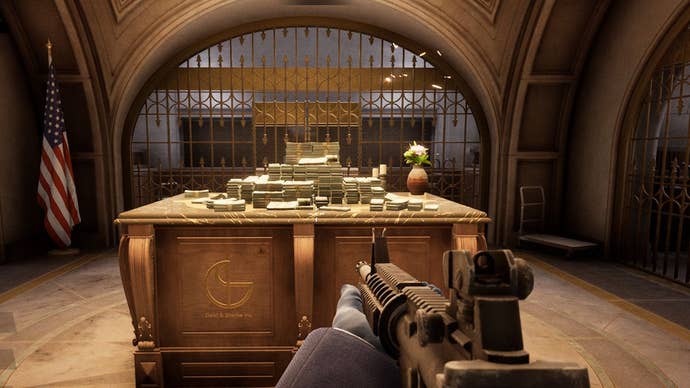 Looking at a loose pile of money in a vault in Payday 3