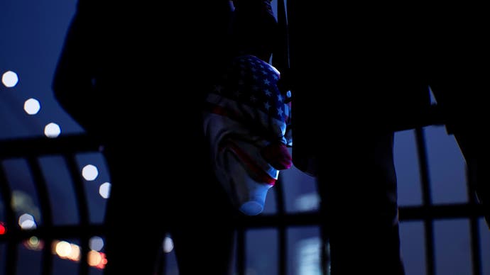 Promotional shot for Payday 3 showing a heister's mask.