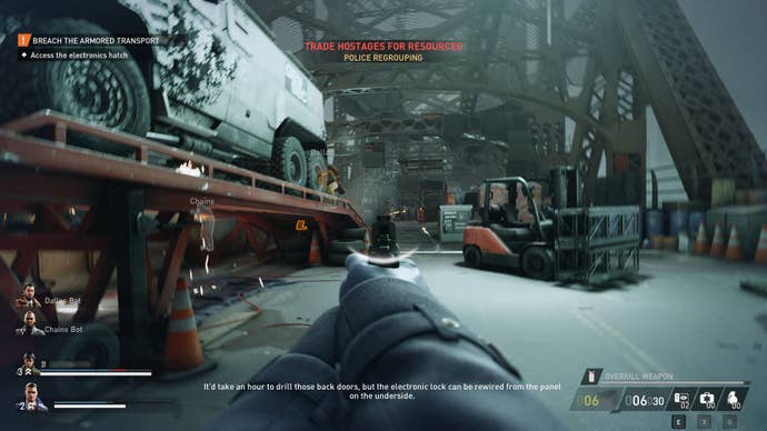 Aiming at a bunch of cops while we break into an armoured car in Payday 3