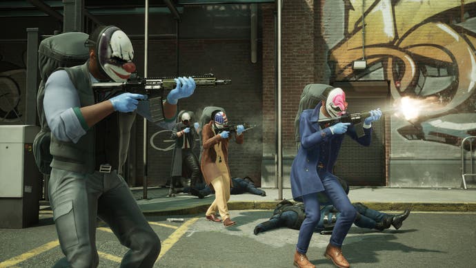 Clown masked heisters in Payday 3