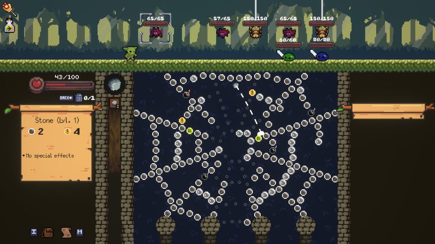 Battling baddies with Peggle-based violence in the Peglin demo.