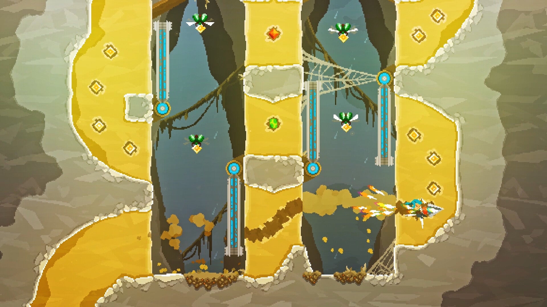 A blue-haired girl drills through dirt in Pepper Grinder - 23